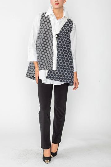 Black and White Dot JQD V-Neck One Button Vest